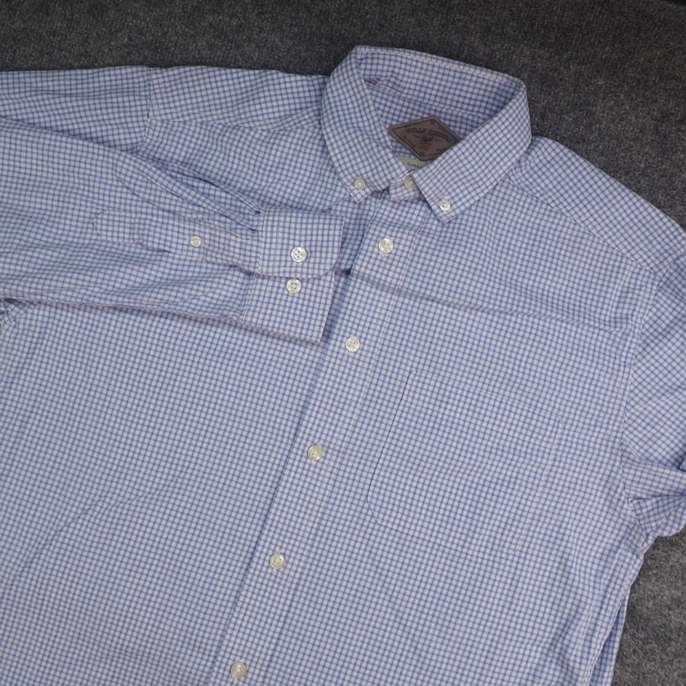Bills Khakis Shirt Mens Med Classic Fit Blue Gingham Plaid Long Sleeve Preppy